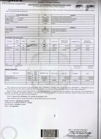 certificate Authorising Registration